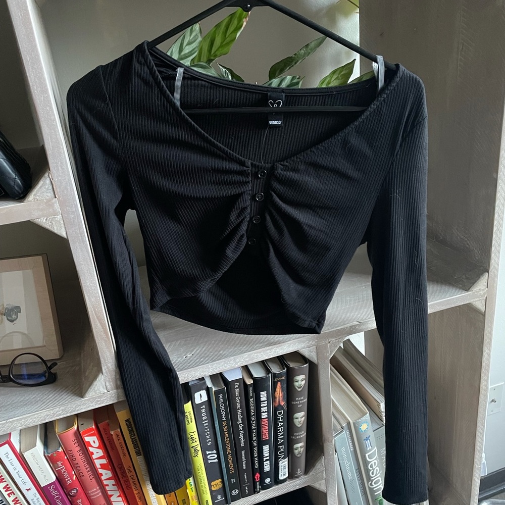 WiNdsor cropped ruched Henley